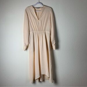 Vince cream poet v neck long sleeve maxi dress M